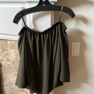 French Connection | Olive Green Off The Shoulder Top